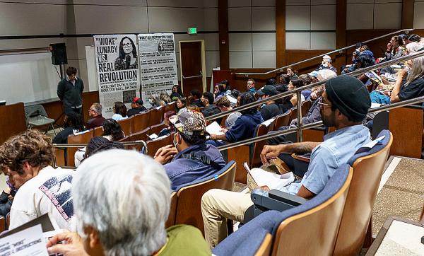 Audience at "Woke Lunacy vs Real Revolution" talk at UCLA, May 25, 2023.