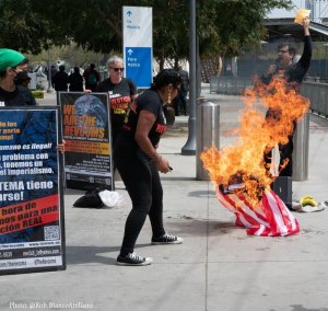 Burning American flag