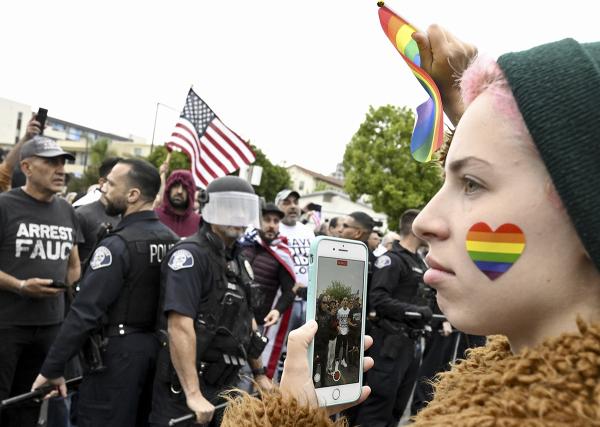 Protest outside Glendale Unified School District offices, June 7, 2023.