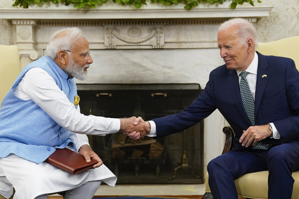 Narendra Modi, the Hindu-fascist prime minister of India, meeting with Biden at the White House, June 22, 2023.