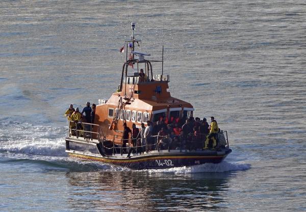 Boat with migrants crossing the English Channel, August 10, 2023.