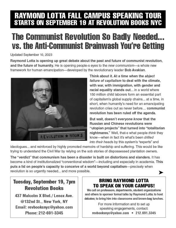 Ray Lotta Tour begins at Revolution Books