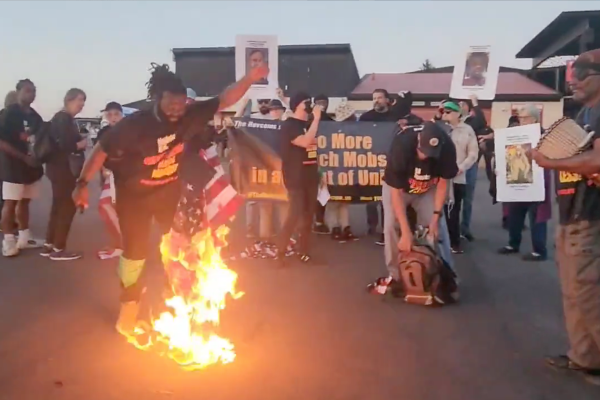 Screengrab from video of protest