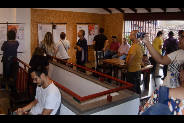 Cali, Colombia: Performance and exposition featuring political prisoners in Iran, September 14, 2023.