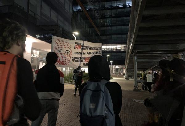 Protest in front of the Israeli embassy in Bogotá, October 7, 2023.
