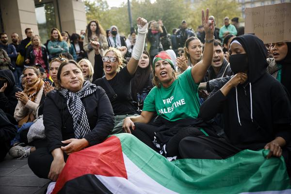 Paris, France, free Palestine protest, October 14, 2023.