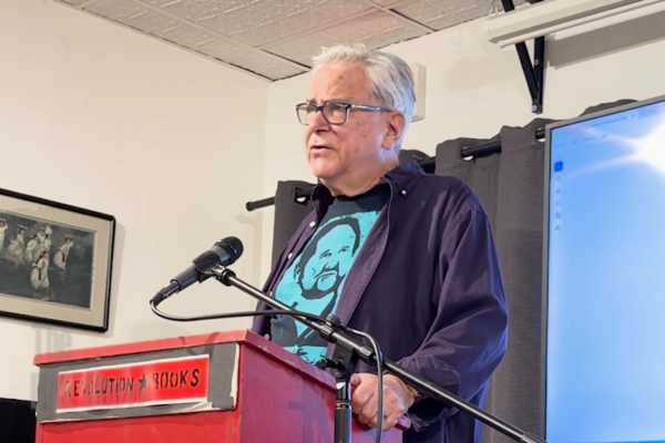 Alan Goodman speaking at Revolution Books event.