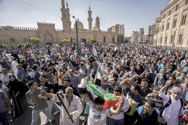 Cairo, Egypt, protest in solidarity with people of Gaza at mosque.