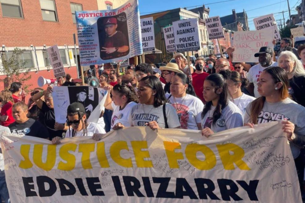 Protest against Philly cop murder of Eddie Irizarry, August 31, 2023.