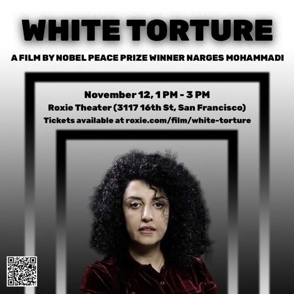 Flyer for Bay Area film showing re Iranian political prisoner Mohammadi