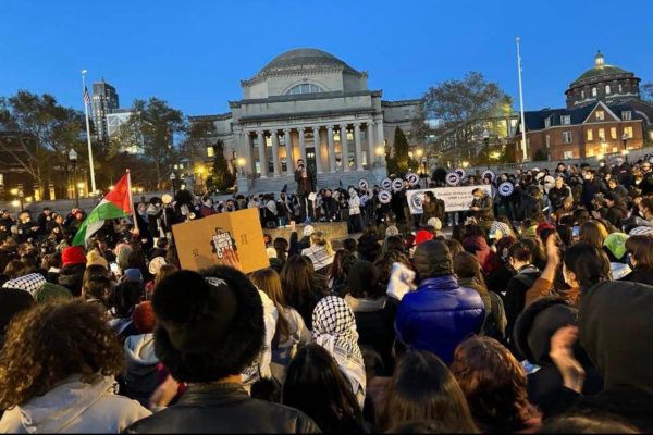 Hundreds of students protest at Columbia University’s Low Memorial Library, November 14.