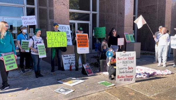 Protest organized by Texas Revcoms for Kate Cox right to abortion, December 10, 2023.