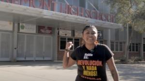 Michelle Xai outside Fremont High School