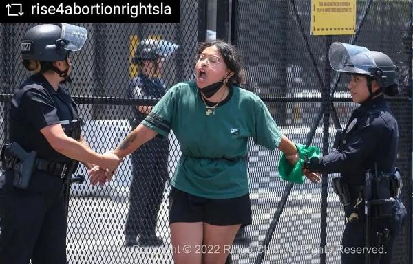 Luna being arrested by LAPD for protesting for abortion rights.