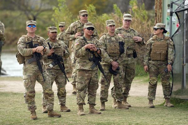 Texas National Guard in camouflage, at the Mexican border
