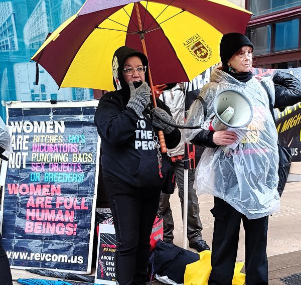 IWD Chicago, woman reads poem