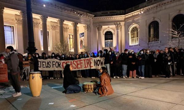Midnight at Yale… waiting on a possible eviction, April 20, 2024.