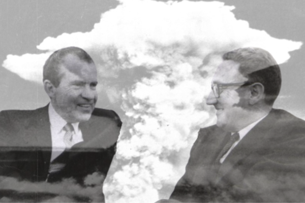 President Richard Nixon & Secretary of State Kissinger discussed bombing the dikes in North Vietnam. From: Daniel Ellsberg’s book, The Doomsday Machine; NIXON: I still think we ought to take the dikes out now. Will that drown people?; KISSINGER: About two hundred thousand people.; NIXON [reflective, matter-of-fact]: No, no, no… I’d rather use the nuclear bomb. Have you got that Henry?; KISSINGER [like the president, low-key]: That, I think would just be too much.; NIXON [in a tone of surprise]: The nuclear 