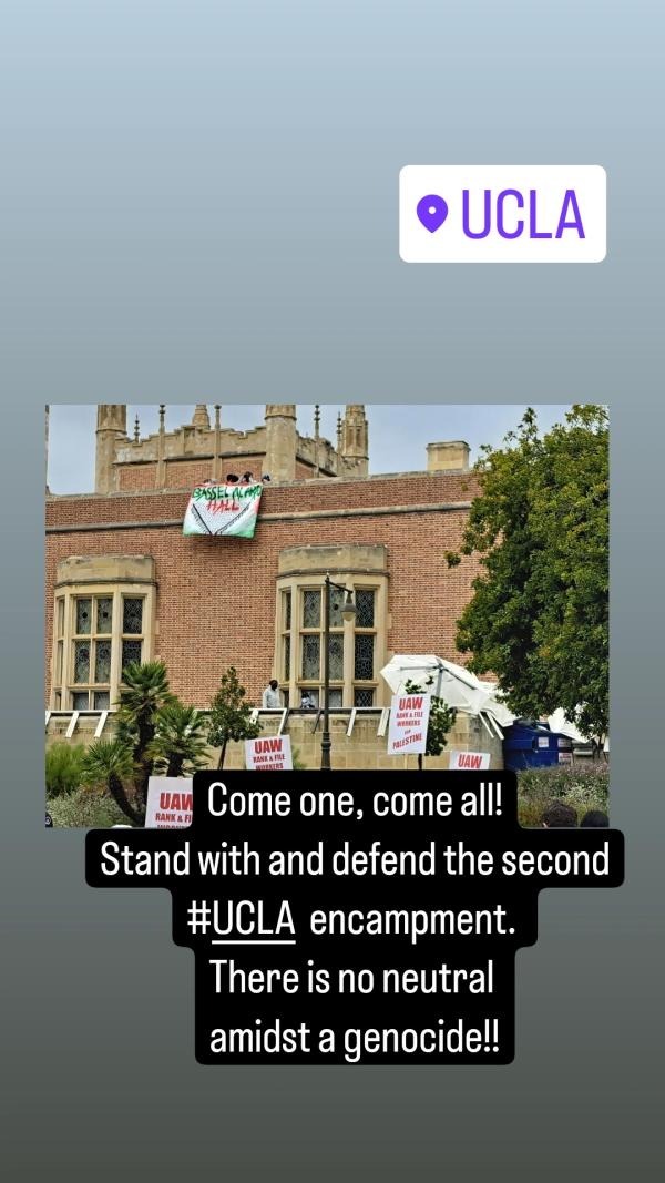 UCLA encampment at Kerckhoff Patio