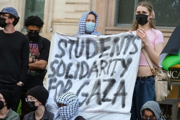 Encampment for Gaza at School of the Art Institute in Chicago, May 4, 2024. 