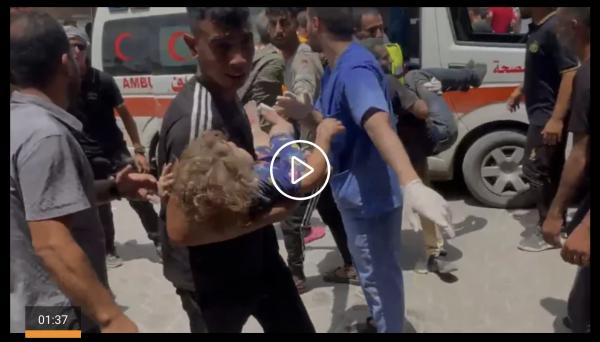 June 9, 2024 flood of Palestinian victims coming to Al-Aqsa Hospital