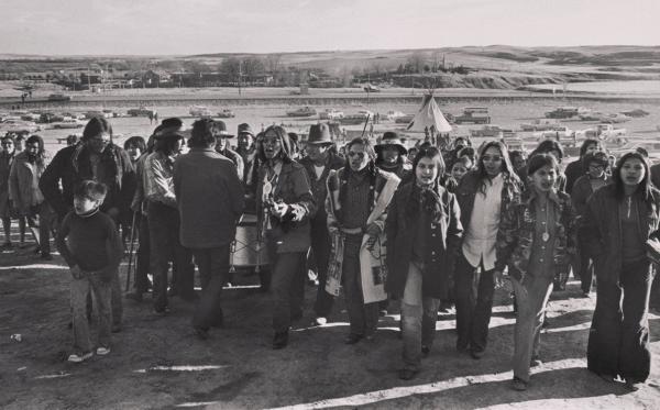 Occupation by Oglala Lakota Indians, American Indian Movement, and their allies of Wounded Knee on the Pine Ridge reservation, South Dakota, 1973.