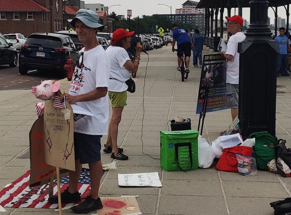 July 4 in Boston: Standing on the flag.