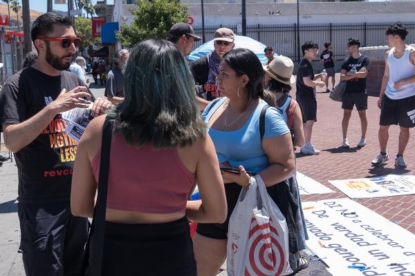 July 4, 2024, San Francisco: Engaging with people in the mission.