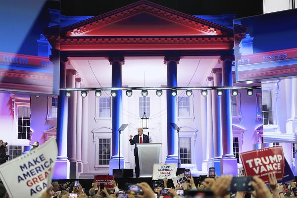 Trump speaking at the RNC Convention in Milwaukee, July 18, 2024.