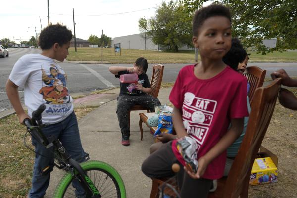 Springfield, Ohio, Haitian kids, kept home from school because of the bomb threats sell Kool-Aid, September 17, 2024.