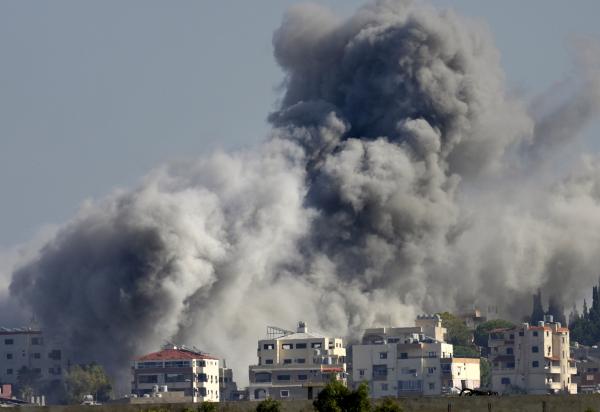 Smoke rises from Israeli airstrike on village near Tyre city, south Lebanon, November 22, 2024.