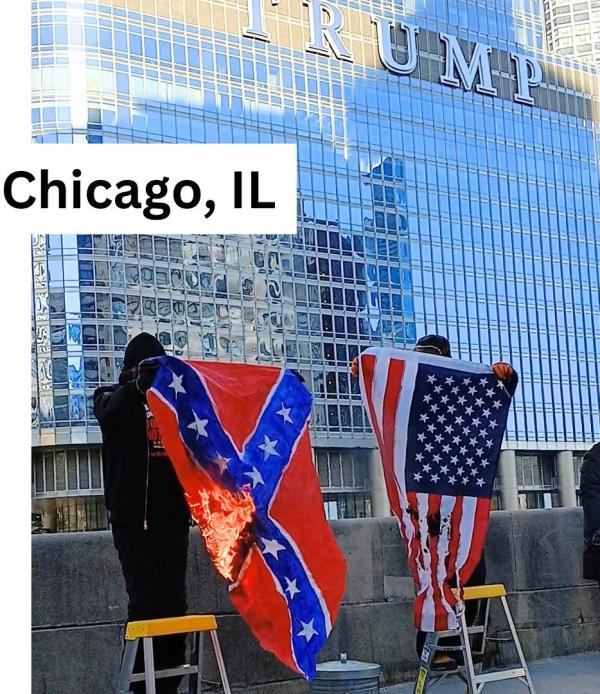 The Revcom Corps in Chicago protests inauguration of a fascist Trump, January 20, 2025.