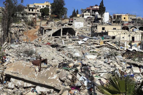 Mays-al-Jabal, Lebanon, destroyed by Israeli airstrike January 25, 2025.