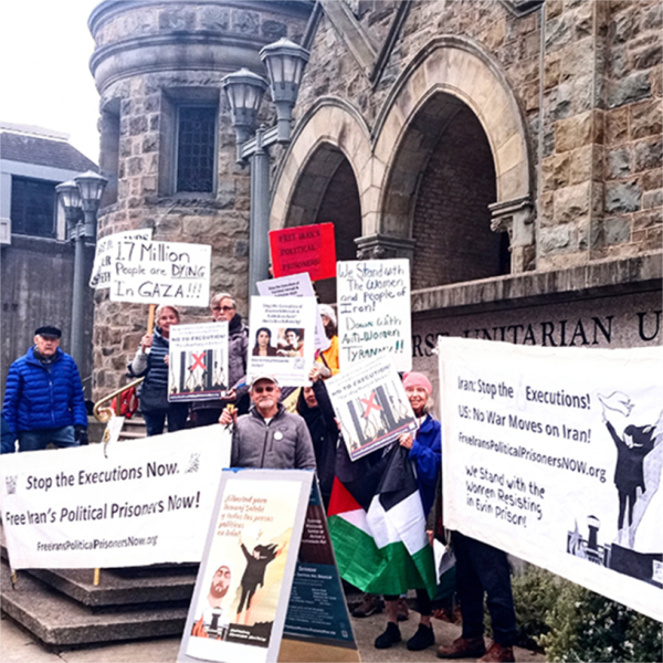 For Iran Political Prisoners, outside UUSF church, January 29, 2025