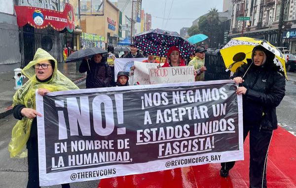 Day of Action, February 1, 2025, in San Francisco, in the rain.