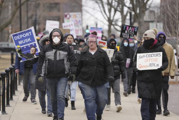 Protest in Madison, Wisconsin, outside capitol, February 5, 2025.