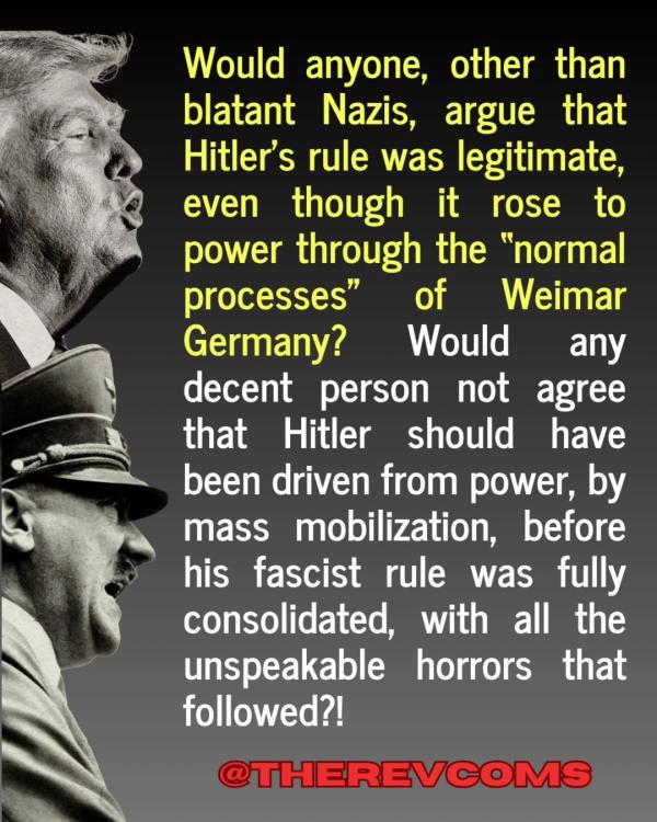 Poster: Trump compared to Nazi Hitler should be driven from power