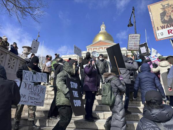 Boston crowd protest fascism, February 17, 2025.