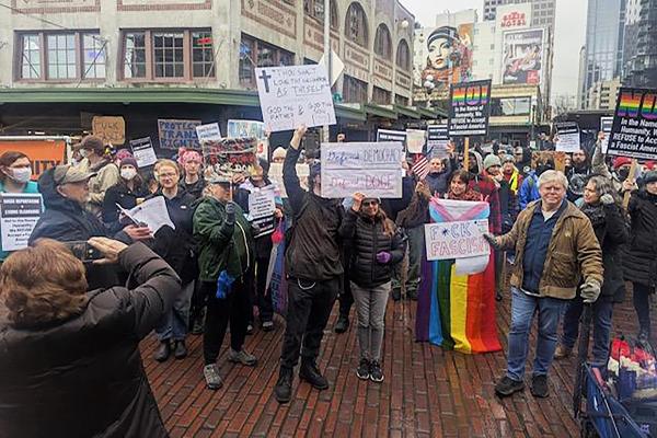 Seattle, protest fascist Trump, February 17, 2025.