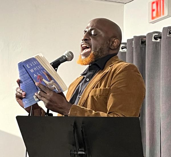 Brad Walrond at Revolution Books fund raising event, February 20, 2025.