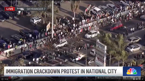 Hundreds in National City, San Diego County, protest against deportation raids.