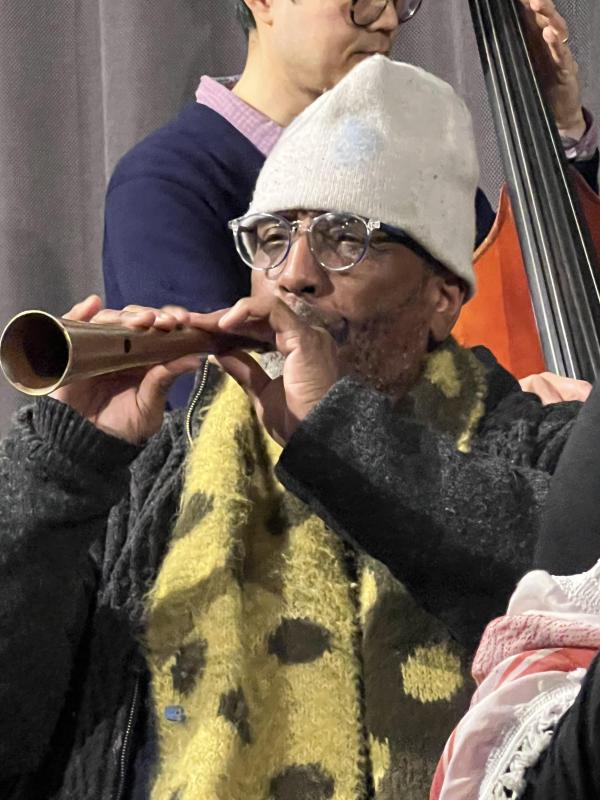 William Parker performs at Revolution Books fund raising event, February 20, 2025.