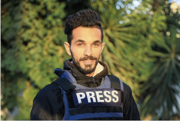 Palestinian photojournalist Mahmoud Saleem, one of nine victims of an Israeli massacre in Beit Lahia.