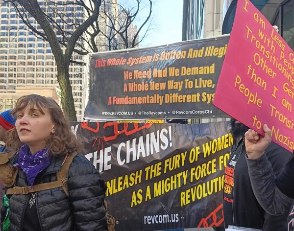 The Chicago Revcom Corps and banner