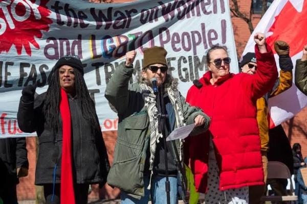 International Women's Day 2025, Cleveland - People taking the Refuse Fascism Pledge
