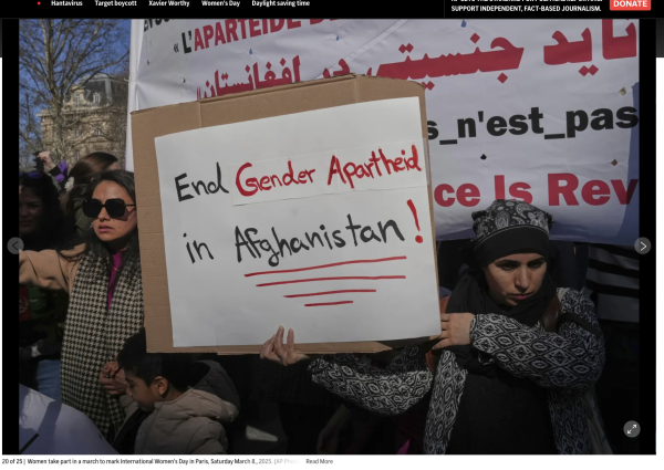 International Women's Day 2025 protest in Paris on behalf of Afghani women.