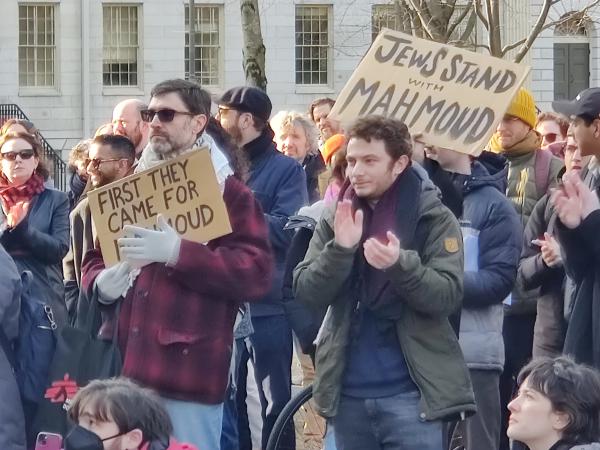 On Thursday, March 13, hundreds of Harvard students, faculty and staff rallied on the steps of Widener Library in Harvard Yard in support of Mahmoud Khalil and in defense of academic freedom.
