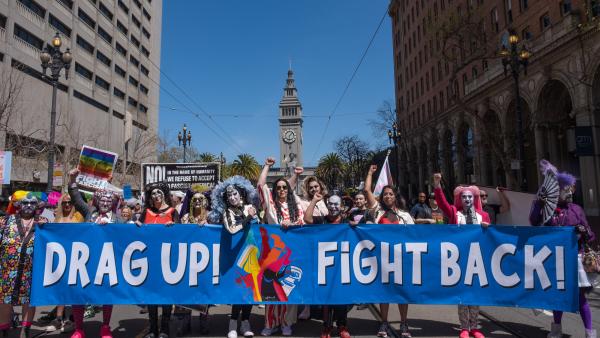 Drag Up-Fight Back! protest in San Francisco, April 12, 2025.