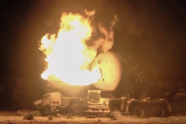 U.S. airstrikes targeted Yemen's oil port left oil tankers in flames, April 18, 2025.