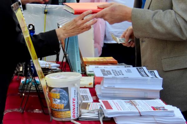 New York City Revolution Books Table, May 1, 2025.